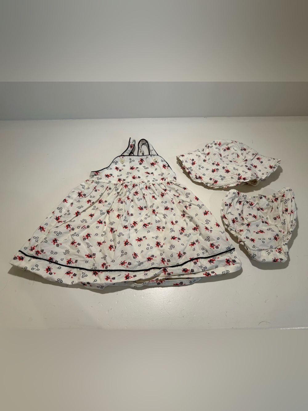 Baby GAP Floral Sun Dress Set with Hat and Bloomers - with Red Flowers